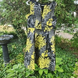 Floral Sleeveless Dress in Black and Yellow